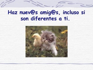 Haz nuev@s amig@s, incluso si son diferentes a ti.