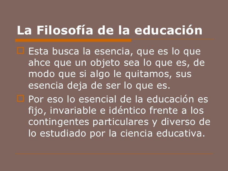 Filosofia de la educación
