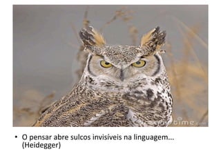 •  O	
  pensar	
  abre	
  sulcos	
  invisíveis	
  na	
  linguagem...	
  
(Heidegger)	
  

 