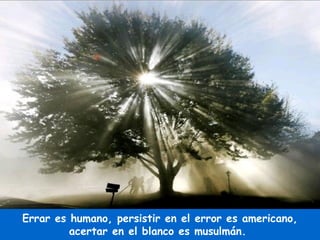Errar es humano, persistir en el error es americano, acertar en el blanco es musulmán.