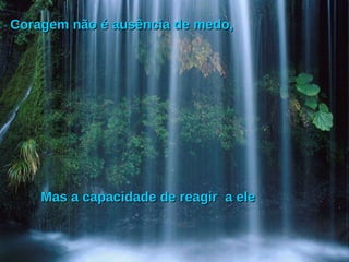 Coragem não é ausência de medo, Mas a capacidade de reagir  a ele  