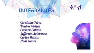 INTEGRANTES
• Geraldine Pérez
• Yanira Matías
• Carmen Calixto
• Jefferson Solorzano
• Carlos Huilca
• Andi Nuñez
 