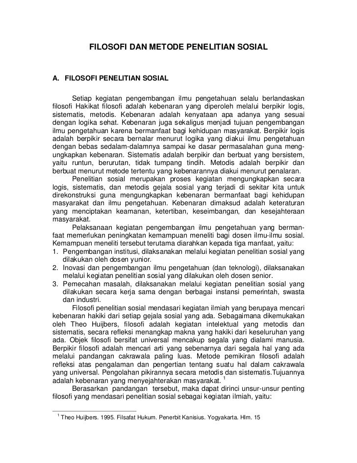 Filosofi Dan Metode Penelitian Sosial