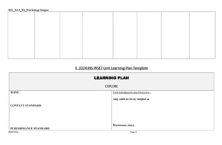 2024 JHS INSET Workshop: Curriculum Mapping and Learning Plan for ...