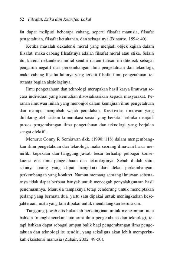 Filsafat, etika dan kearifan lokal