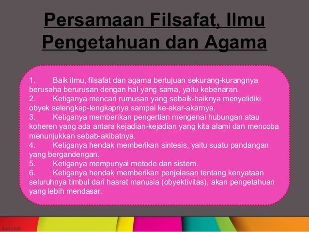Persamaan Dan Perbedaan Filsafat Ilmu Dan Agama - Terkait Ilmu