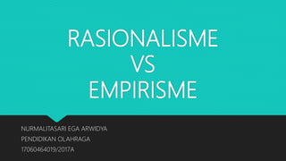 RASIONALISME
VS
EMPIRISME
NURMALITASARI EGA ARWIDYA
PENDIDIKAN OLAHRAGA
17060464019/2017A
 