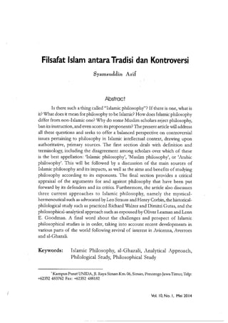 Filsafat Islam - Tradisi dan Kontroversi