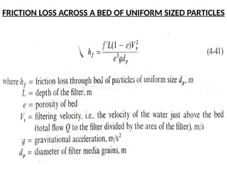 FRICTION LOSS ACROSS A BED OF UNIFORM SIZED PARTICLES
 
