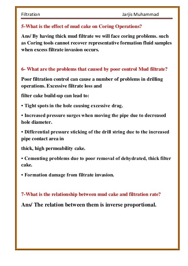 Filtration exp. mud lab, drilling engineering by jarjis