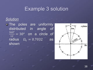 Example 3 solution
Solution
The poles are uniformly
distributed in angle of
360°
12
= 30° on a circle of
radius Ω 𝑐 = 0.7032 as
shown
38
 