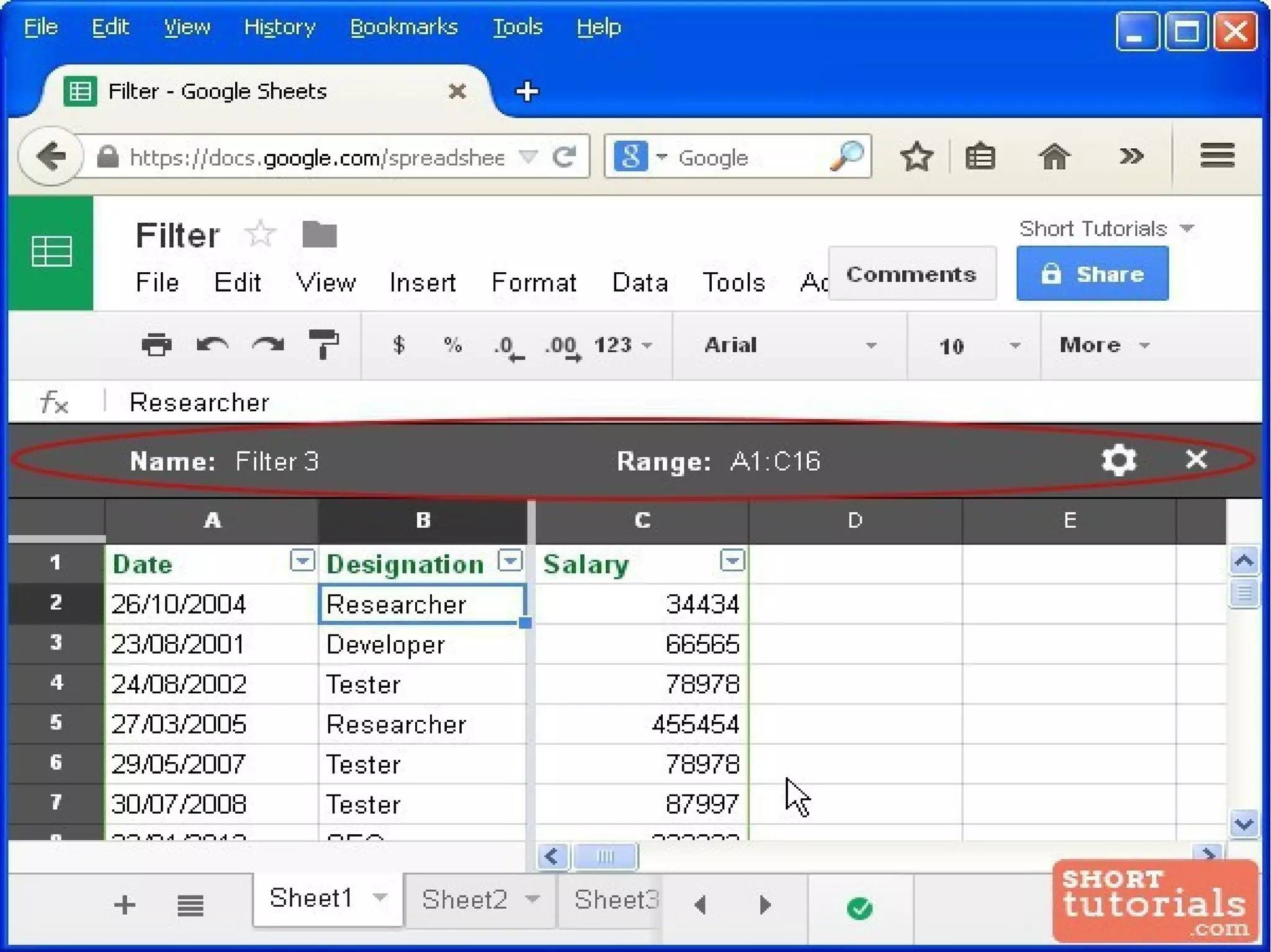 Filtering data in google spreadsheets - Short tutorials | PPT