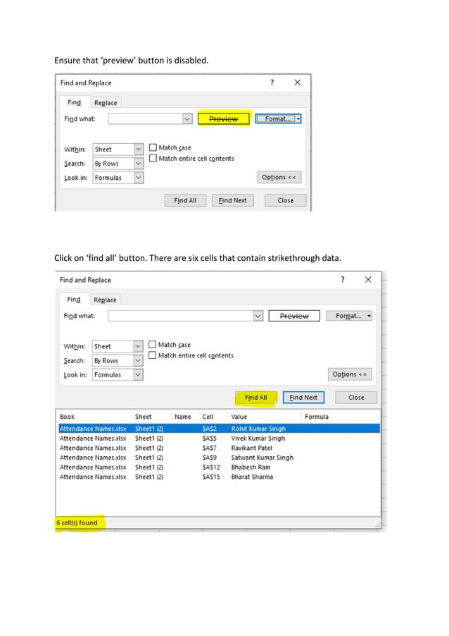 Filter strikethrough data in Microsoft excel PDF
