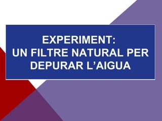 EXPERIMENT:
UN FILTRE NATURAL PER
   DEPURAR L’AIGUA
 