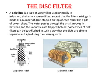 Disk Filter
COMMON APPLICATIONS:
• Tertiary treatment of municipal wastewater.
• Pre-treatment of drinking water.
• Treatm...