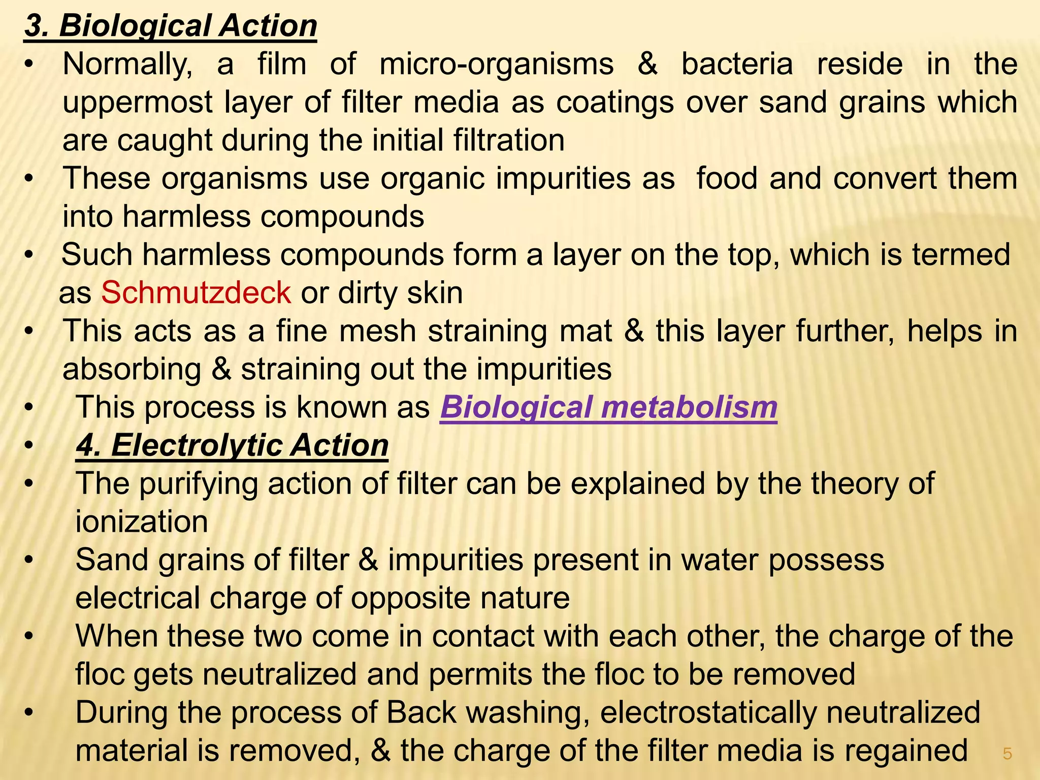Filtration in water treatment PPT