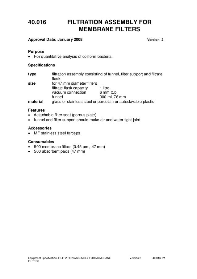 Filtration assembly for membrane filters