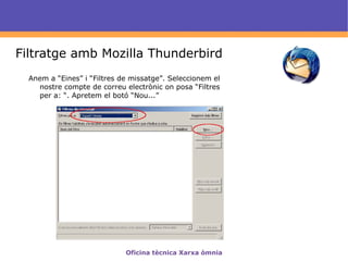 Publicar l'adreça de correu només en format “ suport (arrova) xarxa-omnia (punt) org ”, o amb una imatge gràfica que inclogui l'adreça. Així els robots de “Spammers” no podran recollir l'adreça.  