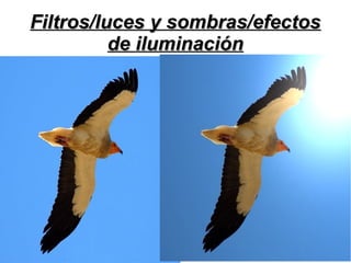Filtros/luces y sombras/efectos
de iluminación

 