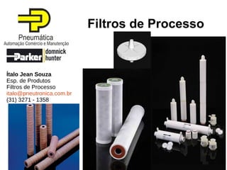 Filtros de Processo
Ítalo Jean Souza
Esp. de Produtos
Filtros de Processo
italo@pneutronica.com.br
(31) 3271 - 1358
 