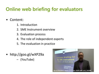 SME Instrument: experiences from the 1st call