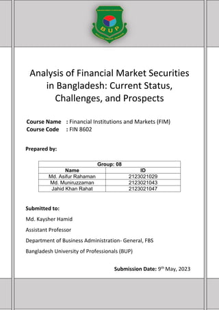 assignment on financial market in bangladesh