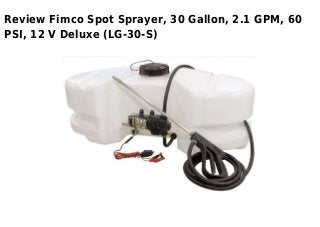 Review Fimco Spot Sprayer, 30 Gallon, 2.1 GPM, 60
PSI, 12 V Deluxe (LG-30-S)
 