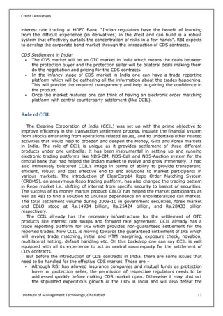 Fim project credit derivatives in india | PDF