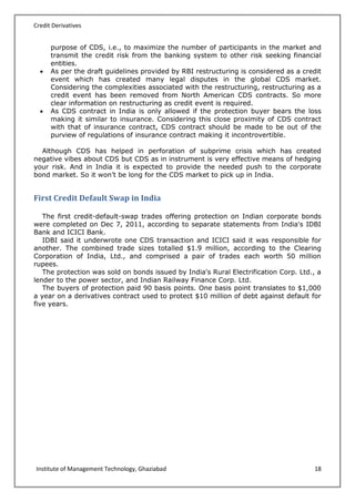 Fim project credit derivatives in india | PDF