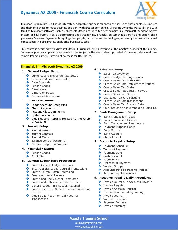 microsoft dynamics ax financial series
