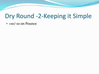 Dry Round -2-Keeping it Simple
 +10/-10 on Pounce

 