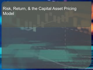Risk, Return, & the Capital Asset Pricing
Model
1
 