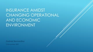 INSURANCE AMIDST
CHANGING OPERATIONAL
AND ECONOMIC
ENVIRONMENT
Gabriel Bernardino
2 November 2021
 