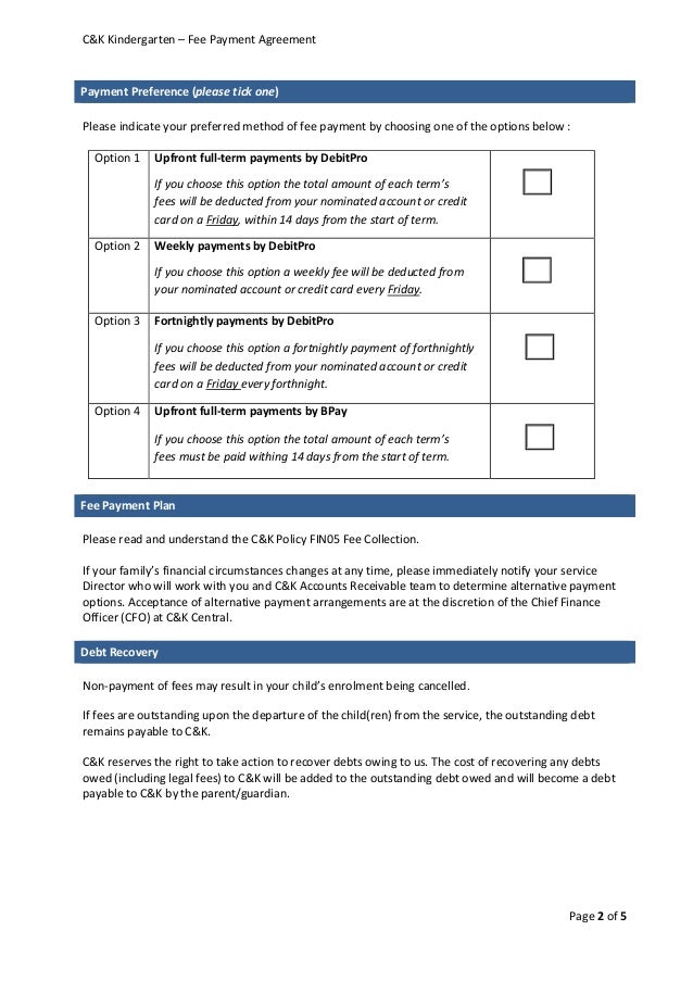 credit card payment agreement