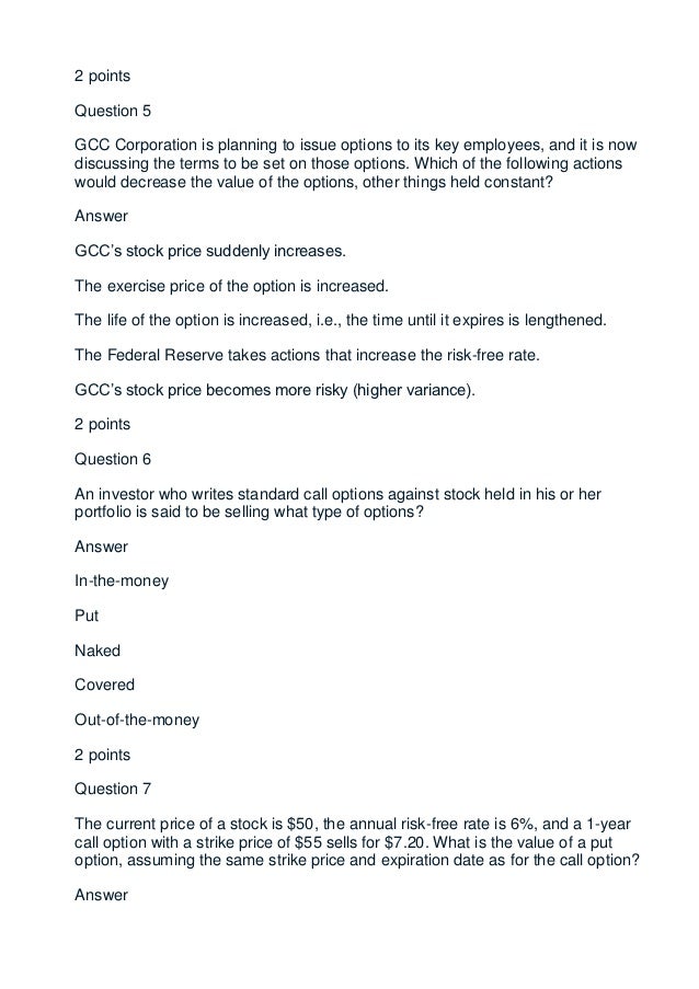 Stock options quiz