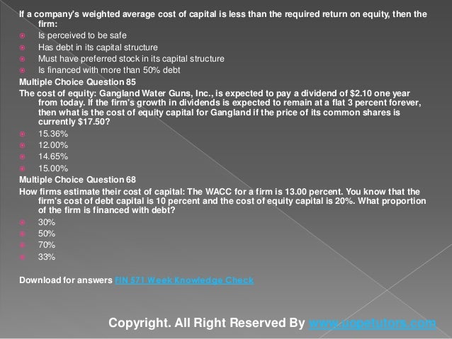 cost of capital fin 571 In reality, few managers will ever make this calculation this is the job of finance professionals, says knight, and to the average manager what goes into determining the cost of capital can often be opaque. cost of capital fin 571 In reality, few managers will ever make this calculation this is the job of finance professionals, says knight, and to the average manager what goes into determining the cost of capital can often be opaque.