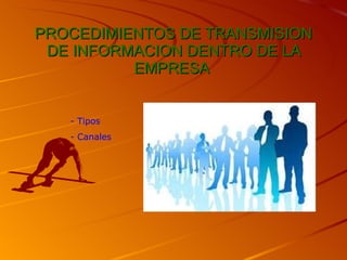 PROCEDIMIENTOS DE TRANSMISION DE INFORMACION DENTRO DE LA EMPRESA  - Tipos - Canales  