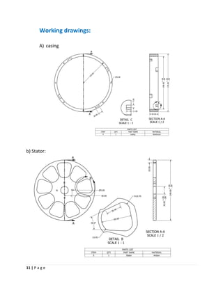 11 | P a g e
Working drawings:
A) casing
b) Stator:
 