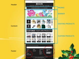 Header
          PROMO


          BANNER




          EXISTING PRODUCTS
Content




          CUSTOM PRODUCTS




Footer
 