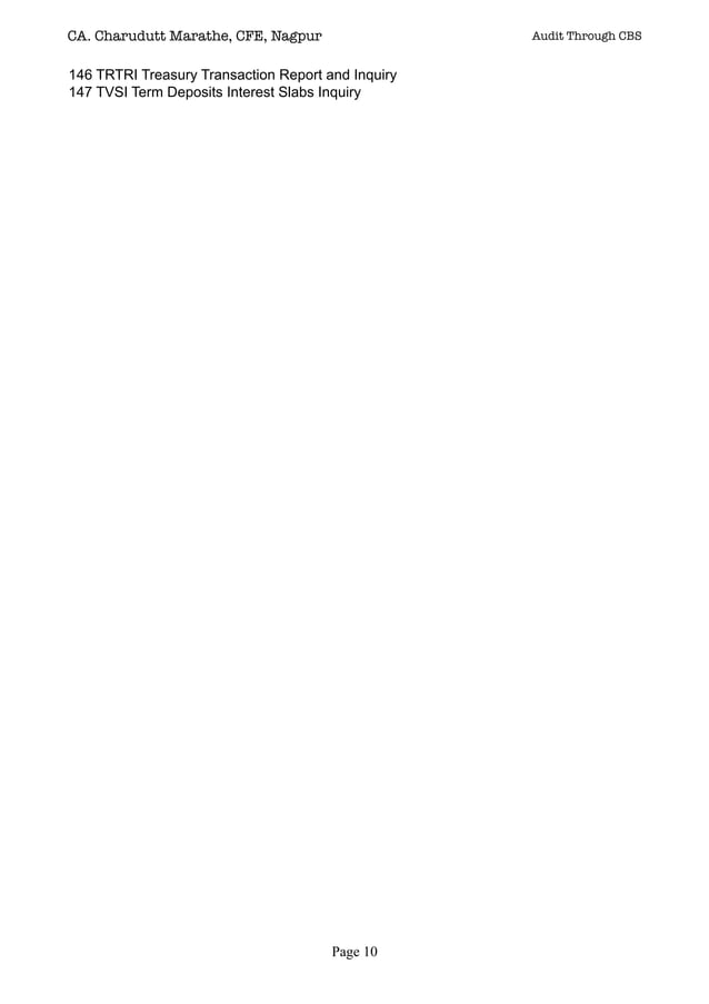 Finacle Menus and F Keys