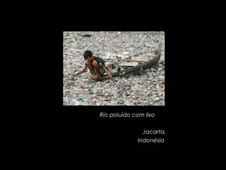 Rio poluído com lixo  Jacarta, Indonésia  