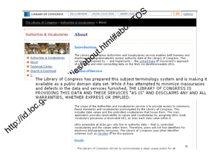 没有合适的知识产权保护规范，不利于开放数据链接。http://id.loc.gov/authorities/about.html#aboutTOS