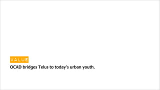 value
OCAD bridges Telus to today’s urban youth.
 