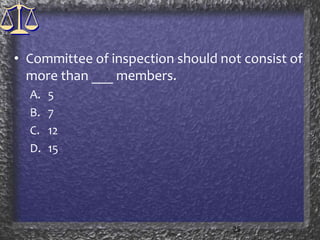 Committee of inspection should not consist of more than ___ members.57121525