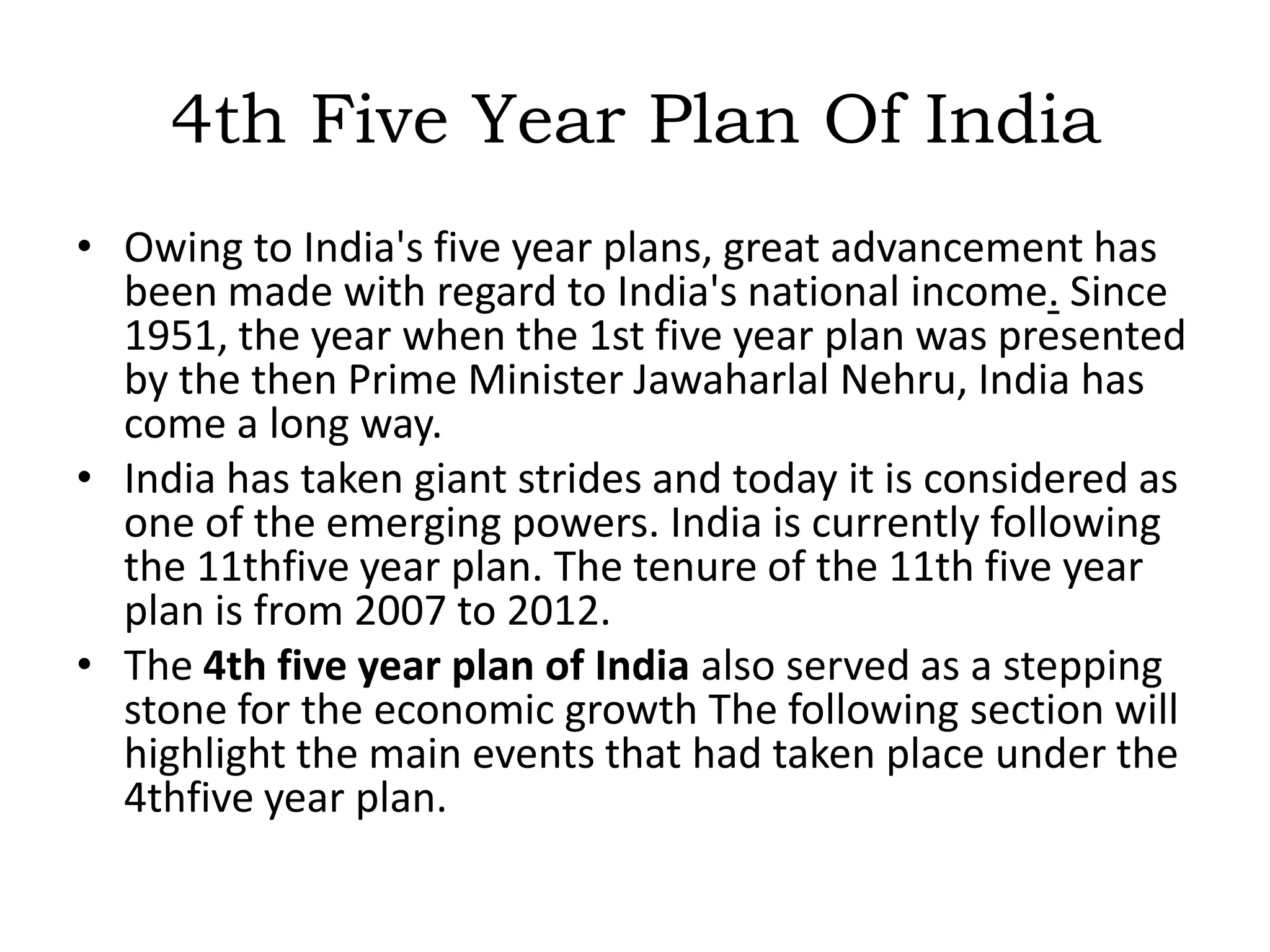 Objectives of the1st five year plan(1951 to 1961)Industrial sectorEnergy, IrrigationTransport, CommunicationsLand rehabilitationSocial servicesDevelopment of agriculture and communityMiscellaneous issues