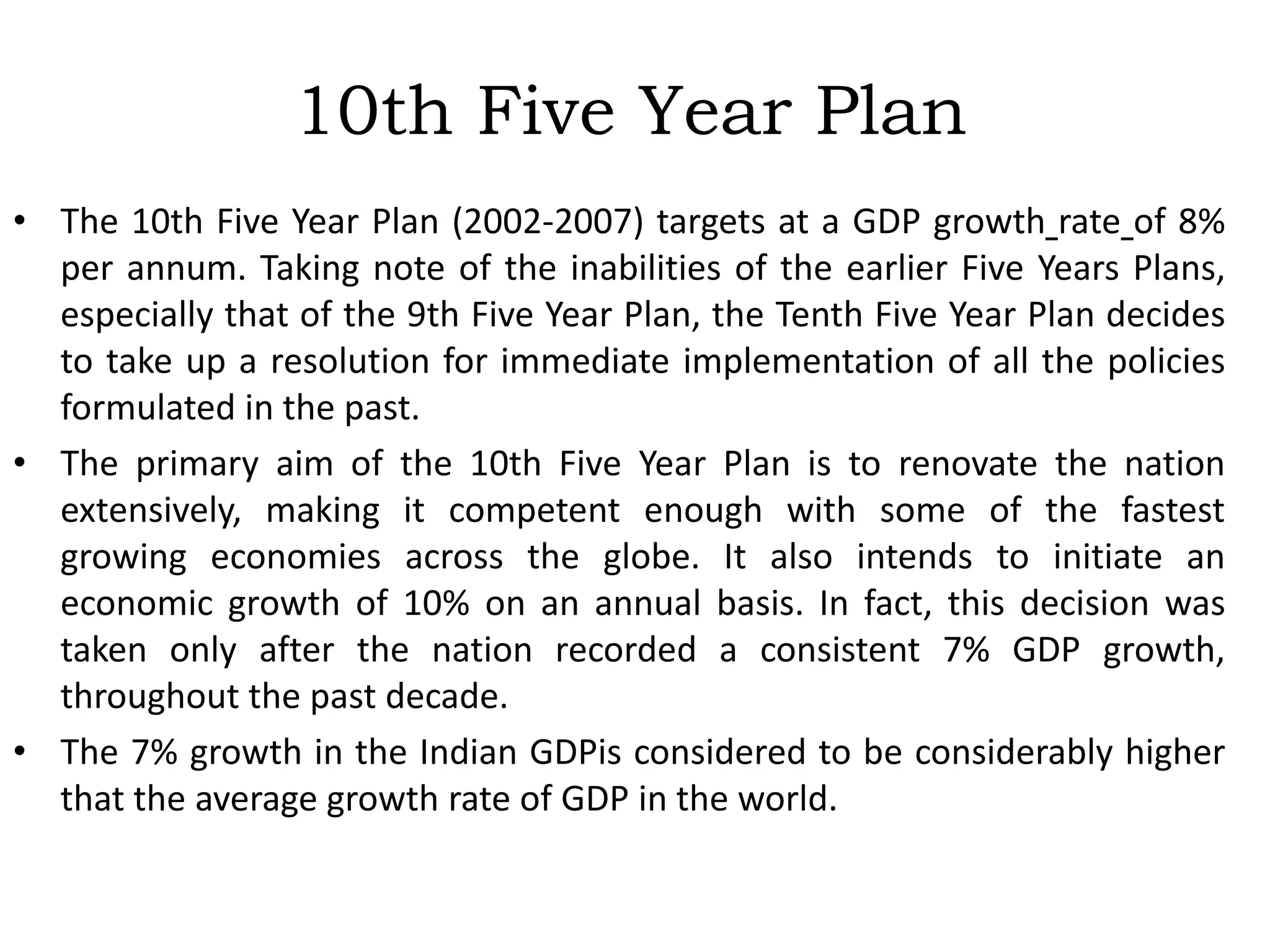 Issues within the 6th Five Year Plan (1980 to 1985): The 6th Five Year Plan started from 1980 and covered a time span of another five years that is till 1985. During this time the Prime Minister was Rajiv Gandhi and hence industrial development was the emphasis of this plan.His idea about the betterment of the industrial sector was welcomed by some and opposed by lot others specially the communist groups.Even the workers who were more inclined towards the leftist ideology were not much convinced. This slowed down the pace of progress.Transport and Communication SystemNew Introduction on the Economic FrontMeasures Against Population Explosion