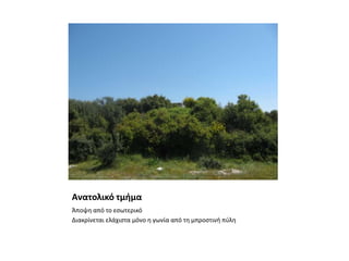Ανατολικό τμήμαΆποψη από το εσωτερικόΔιακρίνεται ελάχιστα μόνο η γωνία από τη μπροστινή πύλη