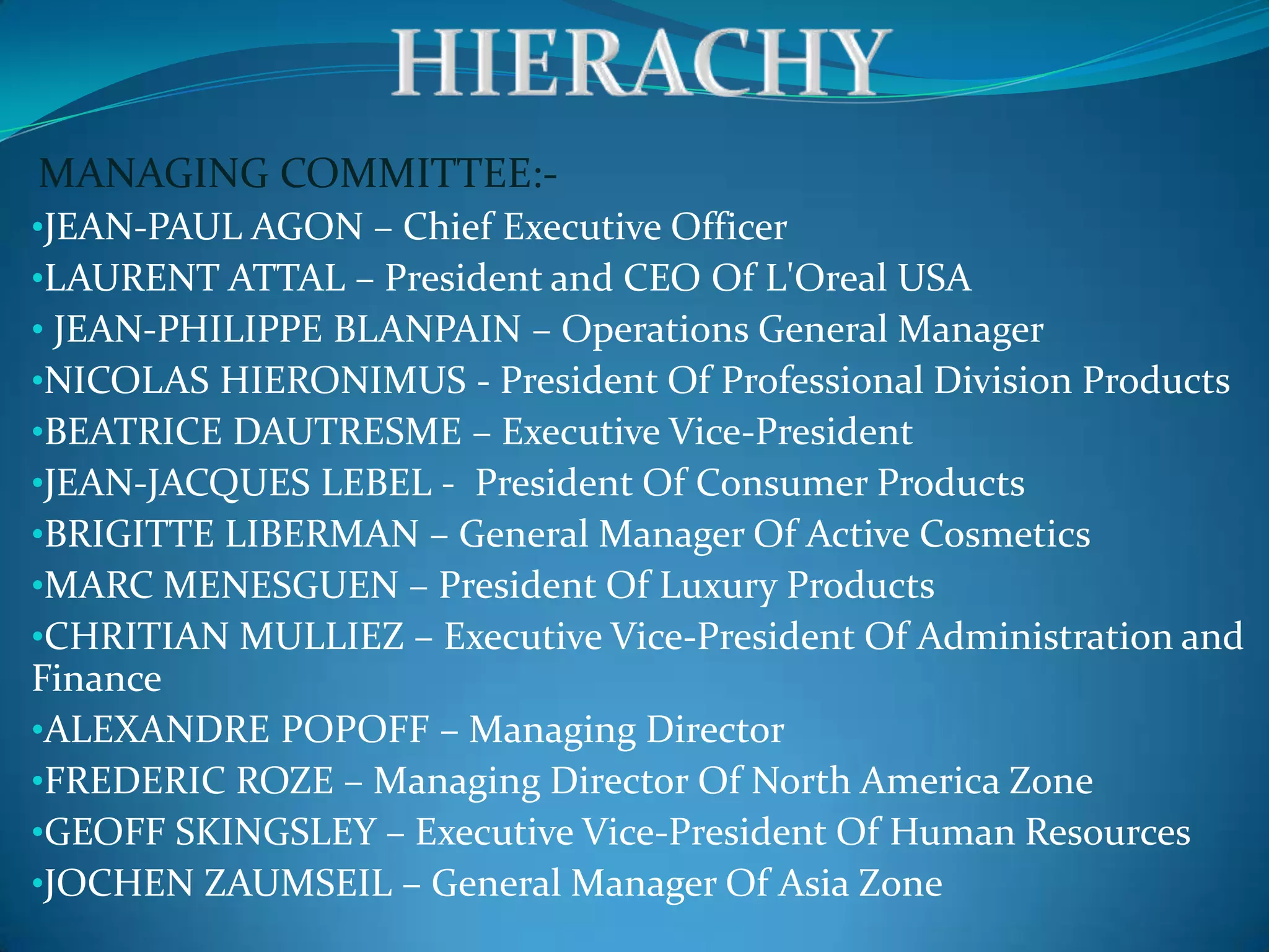 Over the years, the company has received several prestigious awards and recognitions. "Research and innovation" have remained the hallmark of L'Oreal. Presence  in the fields of dermatology and pharmaceuticals. 