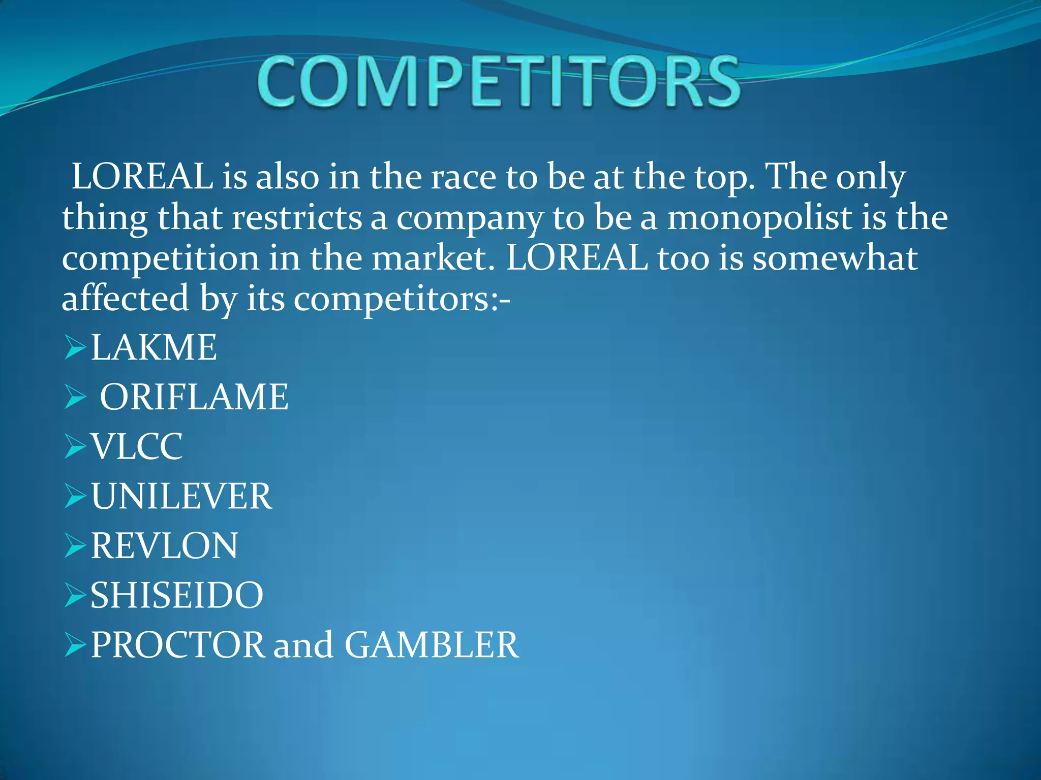 CORPORATE SOCIAL RESPONSIBILITYFor L’Oréal, incorporating social, environmental, and economic concerns is fundamental for its strategy and its activities, as it is with choosing partners and its supplier relations. 