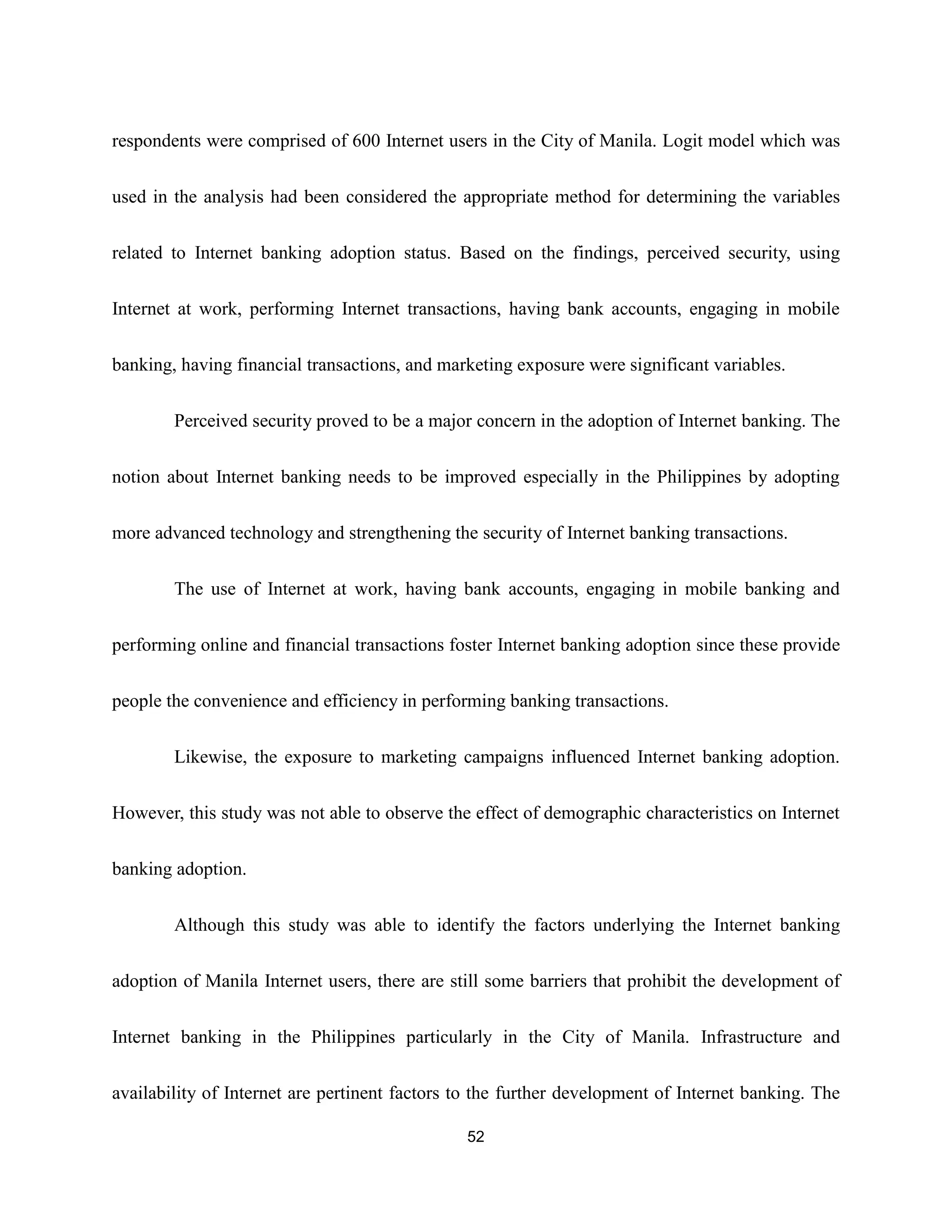 empirical analysis on internet banking adoption in manila